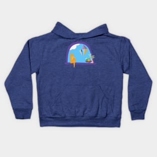 Cat on Window Looking at Kites Kids Hoodie